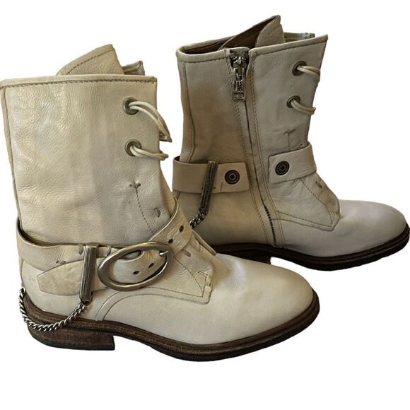 NWOT A.S 98 Faust Combat Ankle Boot Bone Color - Picture 3 of 8